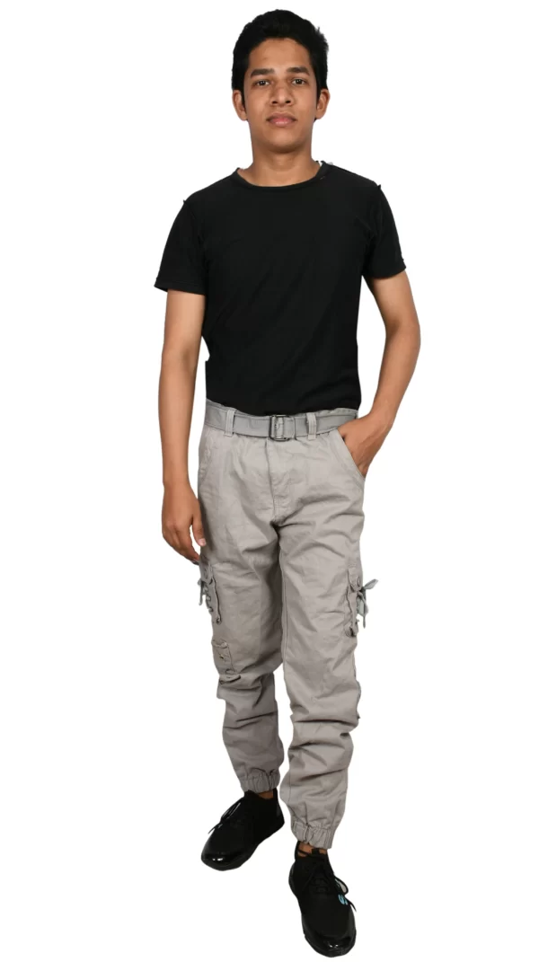 Sagvish Mens Light Grey Plain Cargo