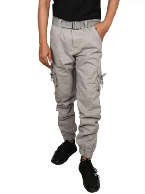 Sagvish Mens Light Grey Plain Cargo