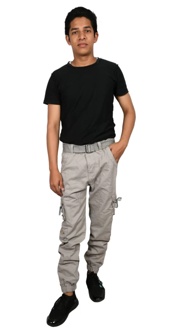 Sagvish Men Light Grey Plain Cargos