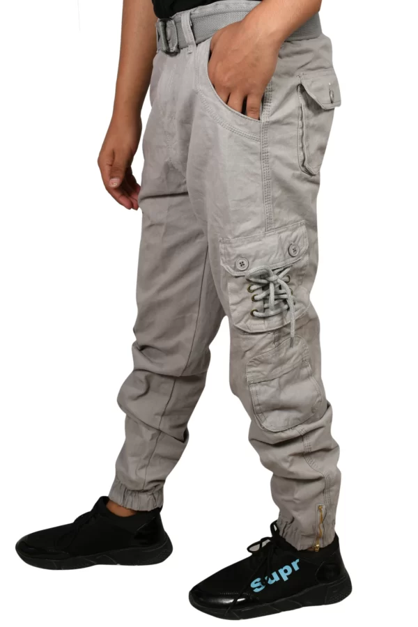 Sagvish Men Light Grey Plain Cargos