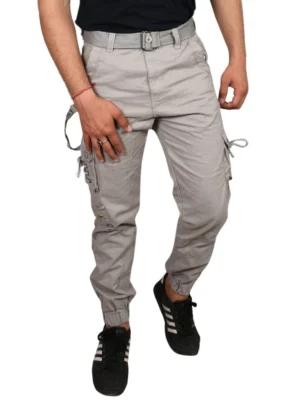 Sagvish Men Light Grey Plain Cargo