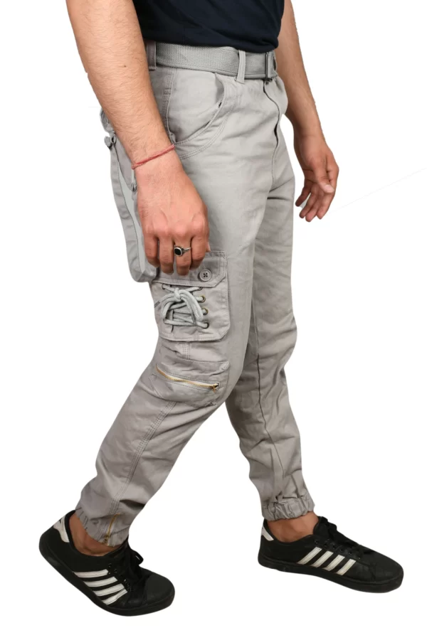 Sagvish Men Light Grey Plain Cargo