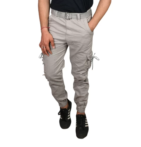 Sagvish Mens Solid Light Grey Plain Cargos