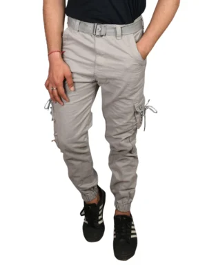 Sagvish Mens Solid Light Grey Plain Cargos