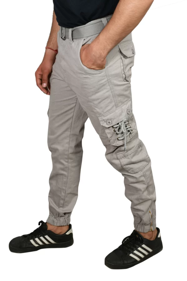 Sagvish Mens Solid Light Grey Plain Cargos