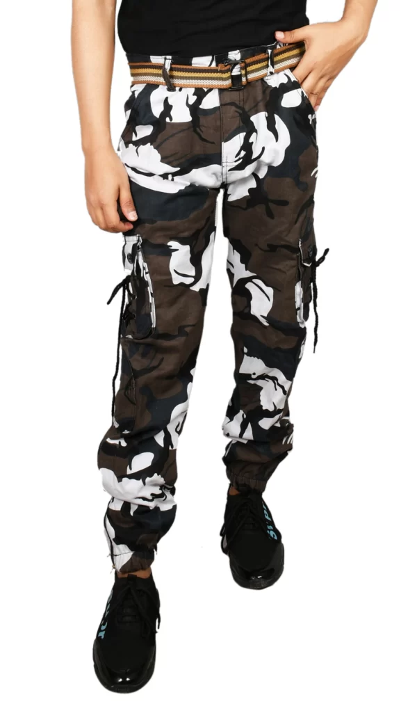 Sagvish Mens WhiteBlack Army Cargo Joggers