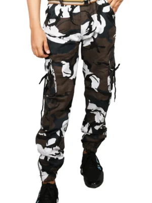 Sagvish Mens WhiteBlack Army Cargo Joggers