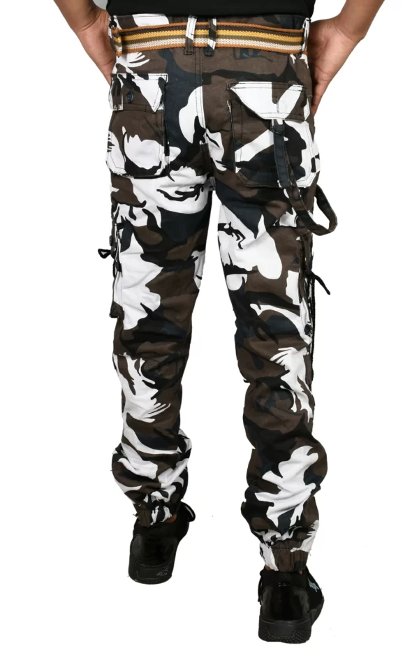 Sagvish Mens WhiteBlack Army Cargo Joggers