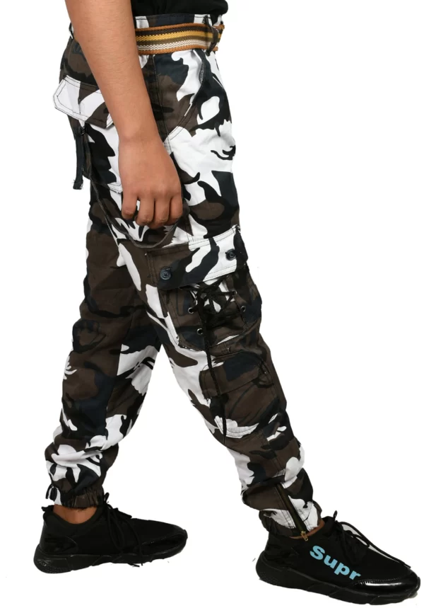 Sagvish Mens WhiteBlack Army Cargo Joggers