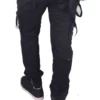 Sagvish Mens Solid Black Plain Cargos