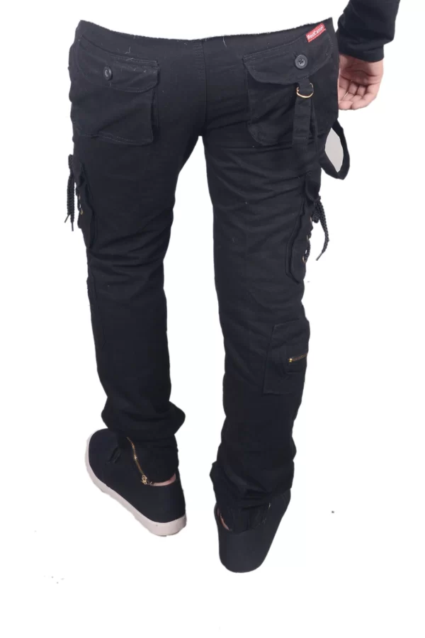 Sagvish Mens Solid Black Plain Cargos