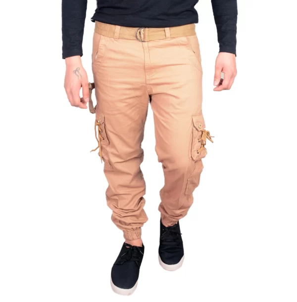 Sagvish Mens Light Beige Plain Cargos