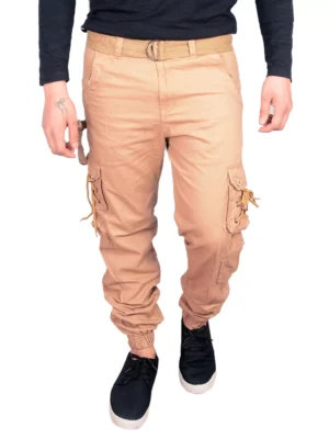 Sagvish Mens Light Beige Plain Cargos