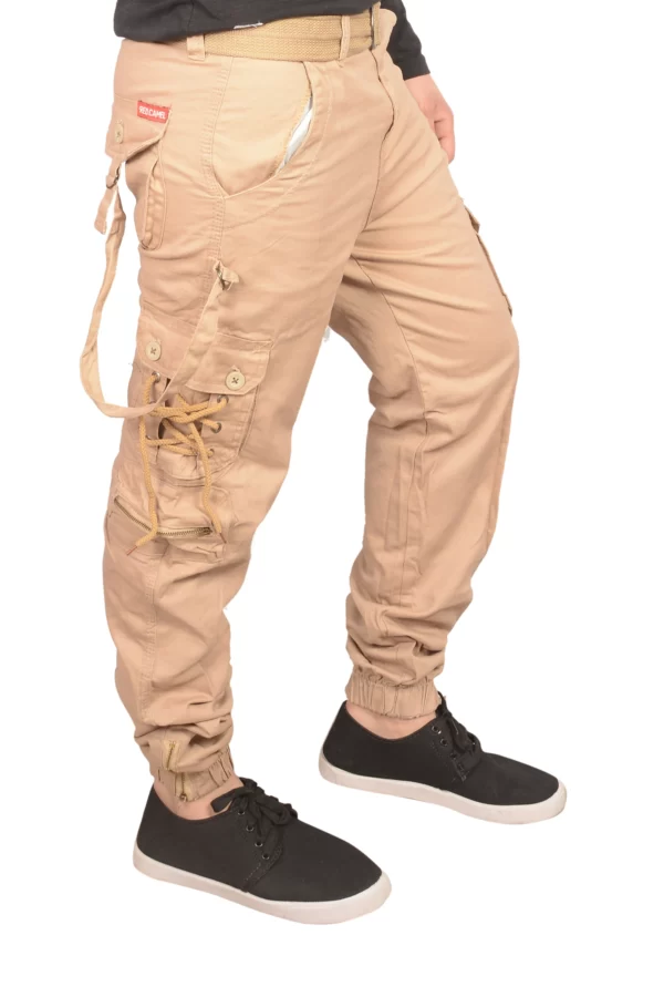 Sagvish Mens Light Beige Plain Cargos