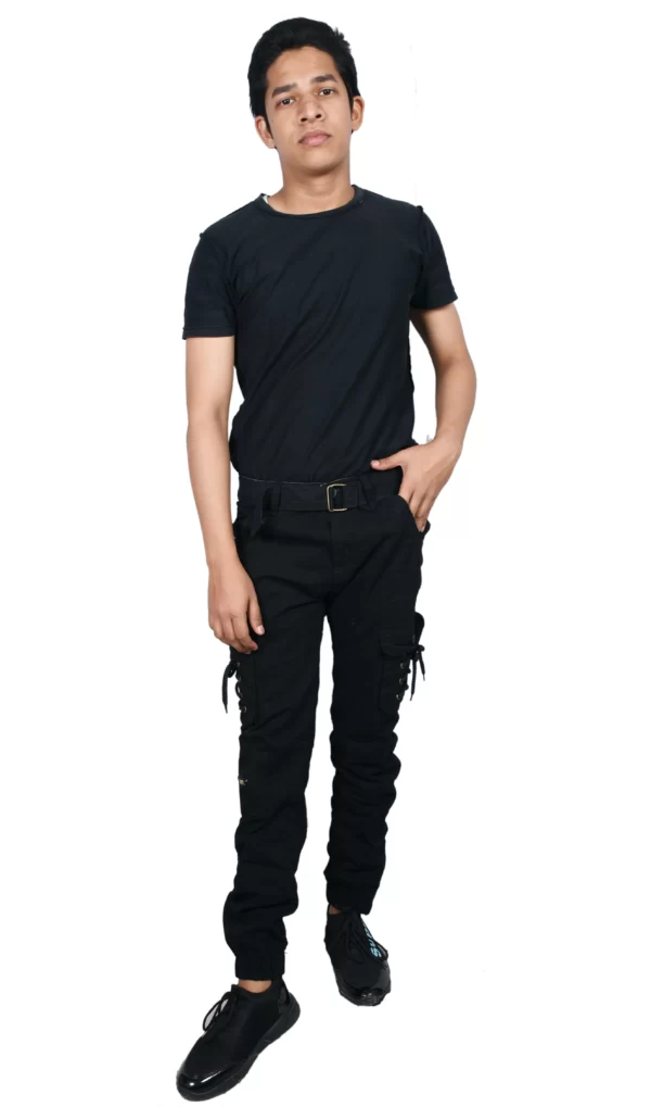 Sagvish Men Black Plain Cargos