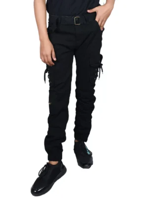 Sagvish Men Black Plain Cargos