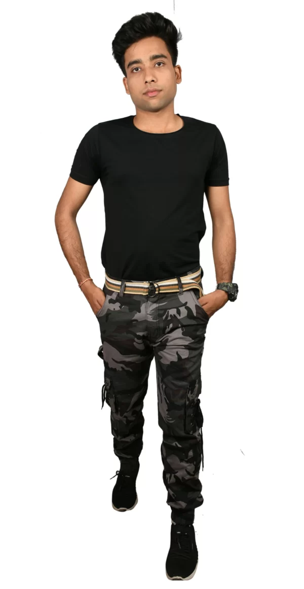 Sagvish Mens Army Print Navy Black Cargo