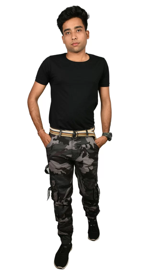 Sagvish Mens Army Print Navy Black Cargos