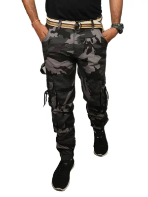 Sagvish Mens Army Print Navy Black Cargos