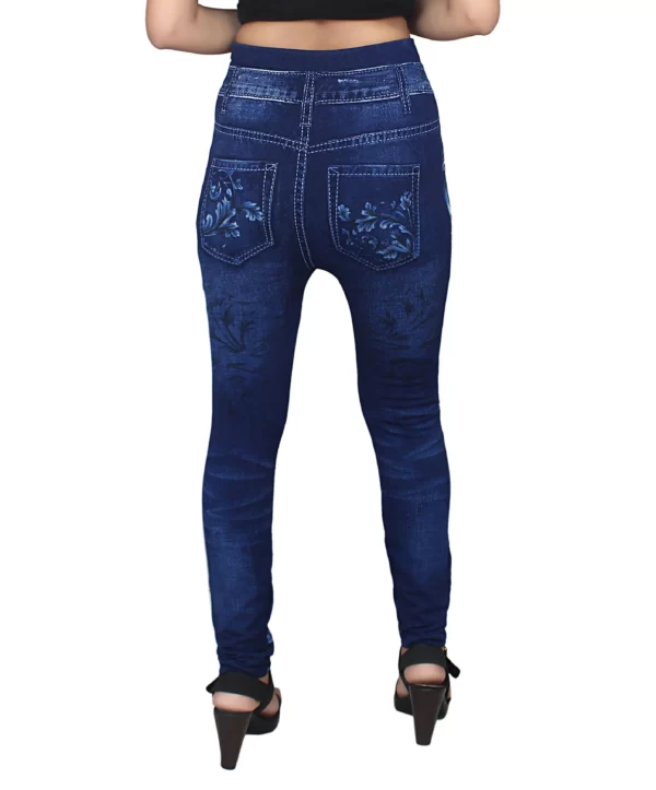 Sagvish Women Blue White Flower Jeggings