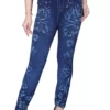 Sagvish Womens Blue White Flower Jeggings