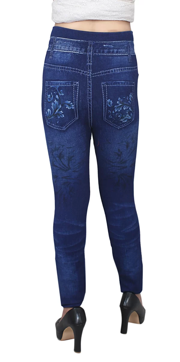 Sagvish Womens Blue White Flower Jeggings