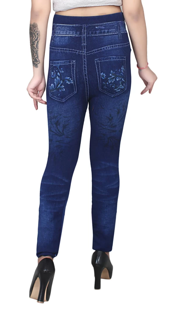 Sagvish Womens Blue White Flower Jegging