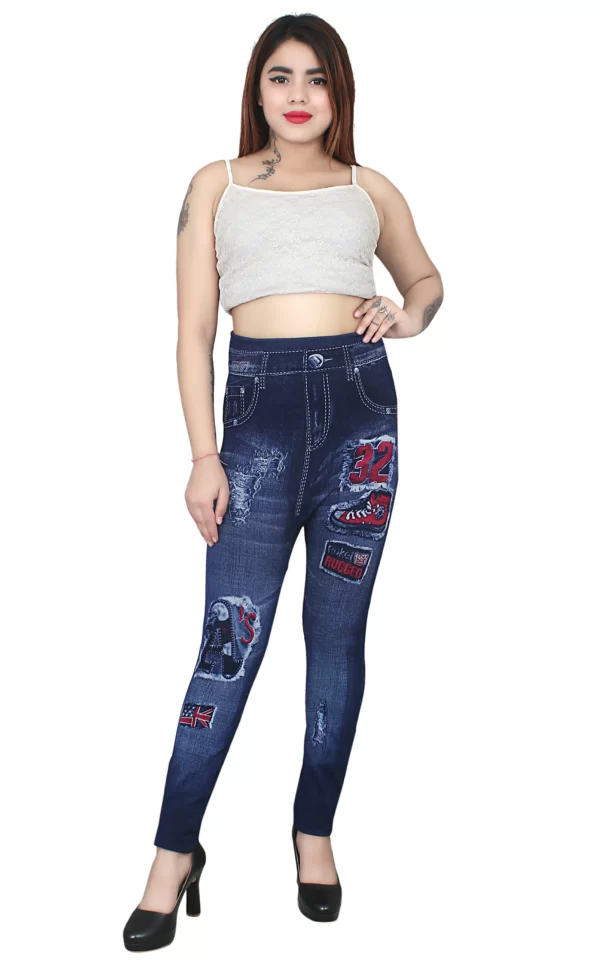 Sagvish Womens Blue 32 Flower Jeggings