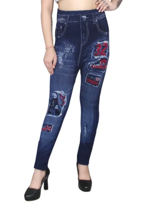 Sagvish Womens Blue 32 Flower Jeggings