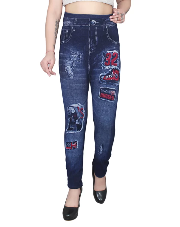 Sagvish Womens Blue 32 Flower Jegging