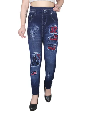 Sagvish Womens Blue 32 Flower Jegging